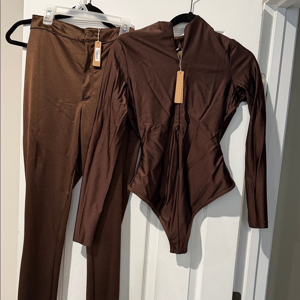 SKIMS Brown Long Sleeve Bodysuit